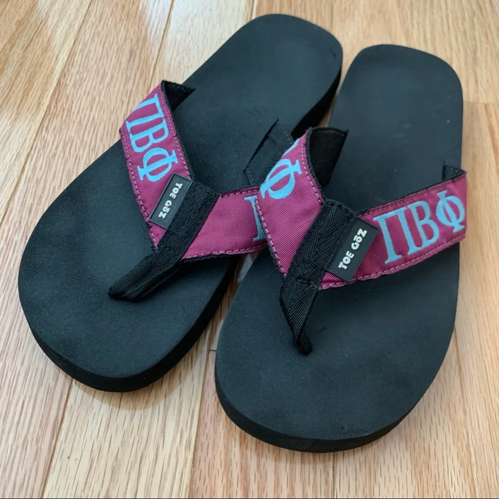 Pi Beta Phi Sorority Flip Flop Sandals - Women’s Size 7 / 37 - Toe Goz EUC - Picture 3 of 16